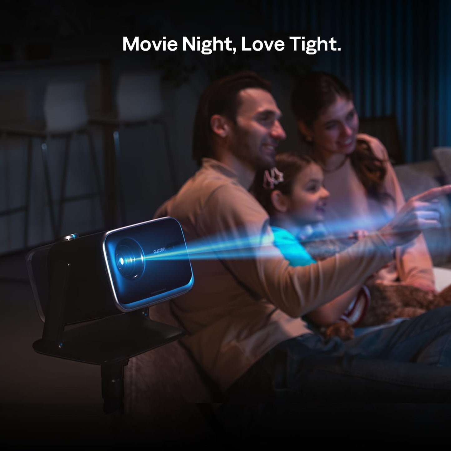 BOOM mini 4-in-1 Smart Projector Built-in Google TV, 10,000+ Apps, Real-Time Focus & Keystone, 20W Speakers DoIby Audio, 500 ANSI Lumens Outdoor Movie Projector with WiFi and Bluetooth, Black