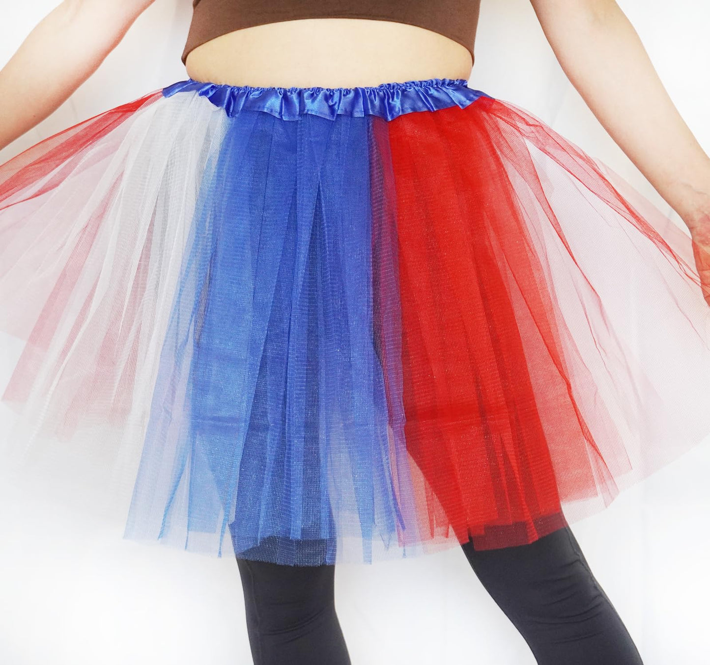 Plus Size Women Adult Red White Blue Running Tutu Skirt,Teens 4th of July Tutu L/3XL USA Star Tulle Skirt Patriotic Costume