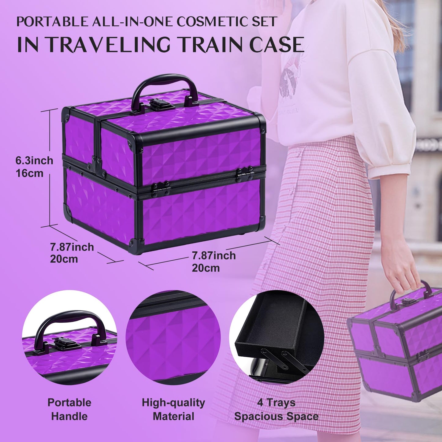 Color Nymph All In One Makeup Kit Comestics Gifts for Girls Teens, Travel Makeup Set 4 Trays Train Case for Beginner Includes Eyeshadow Highlighter Lipgloss Blush Concealer Brush Eyeliner Lipbalm