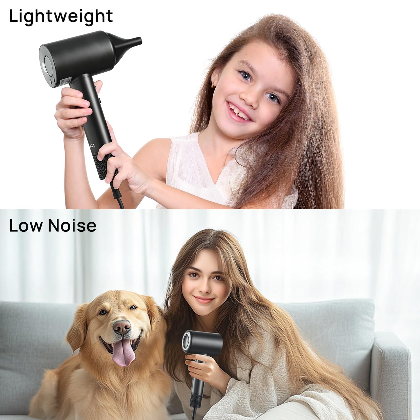 CONFU Hair Dryer, 110000 RPM Fast Drying Blow Dryer with Magnetic Diffuser and Concentrator, Professional Lightweight Ionic Hair Dryer for Women and Men