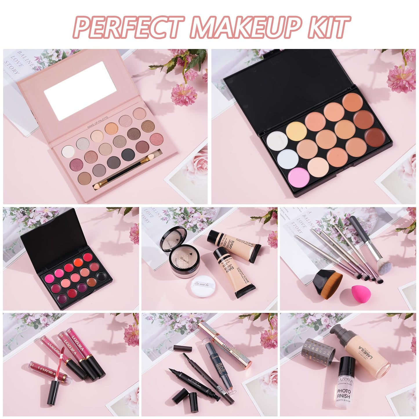 All-in-One Makeup Kit - Multi-Purpose Eyeshadow Palette, Concealer & Foundation - Portable Women's Full Makeup Kit