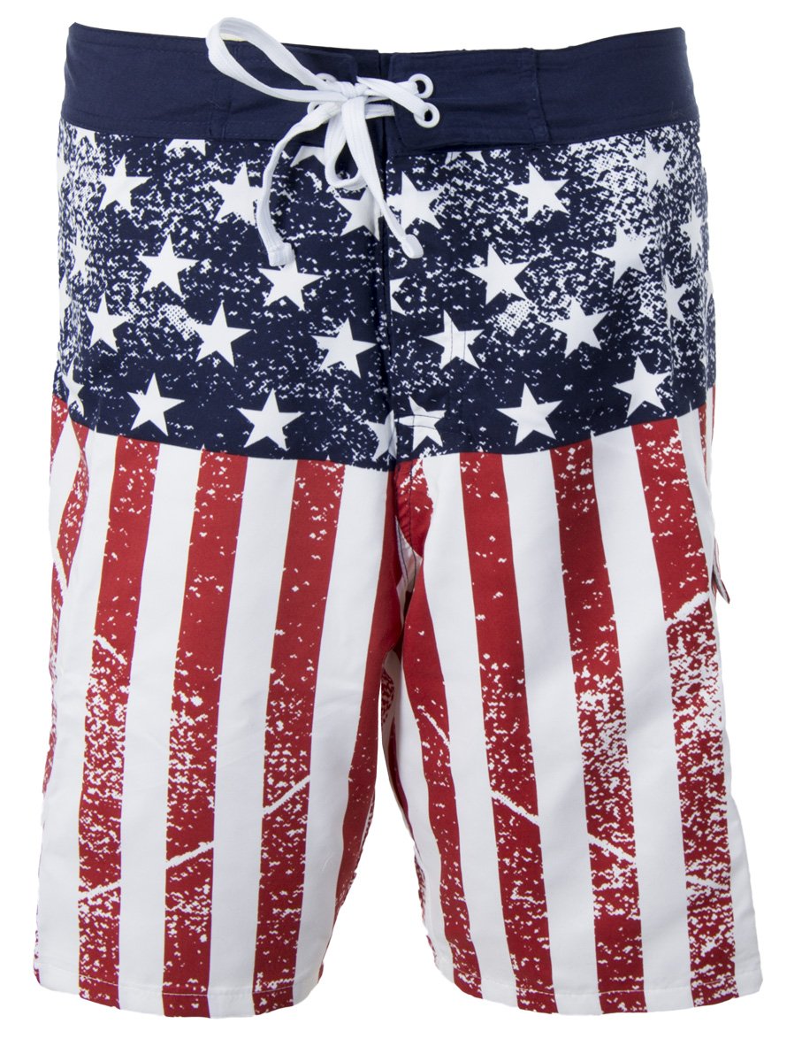 Calhoun Mens USA Flag Distressed Boardshorts