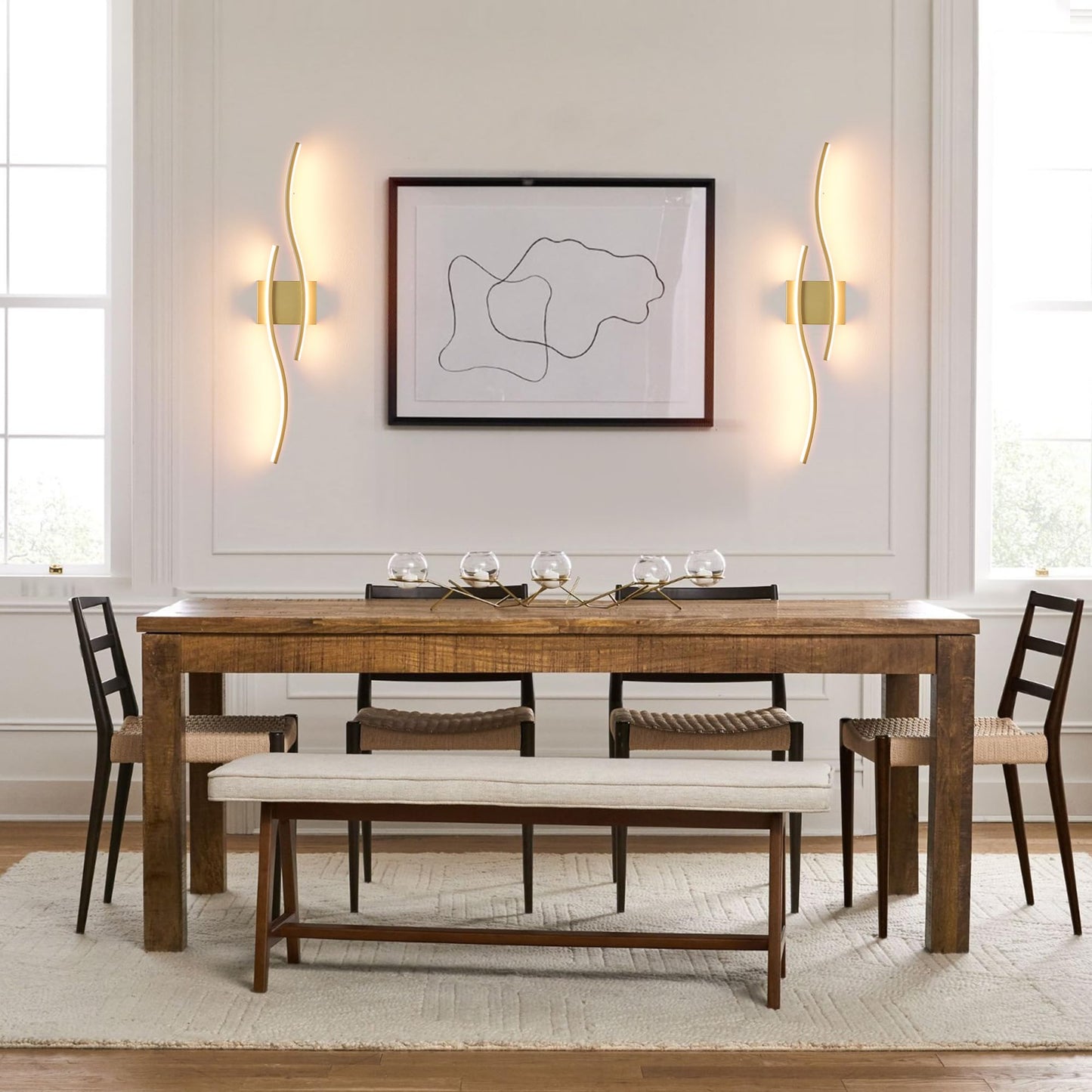 Battery Operated Wall Sconces Set of Two with Remote Control, Dimmable/3 Color/Night-Light/Timer/Memory, Black Modern Wireless LED Sconce for Living Room, Hallway, Bedroom, 39.3 Inch (2 Pack)