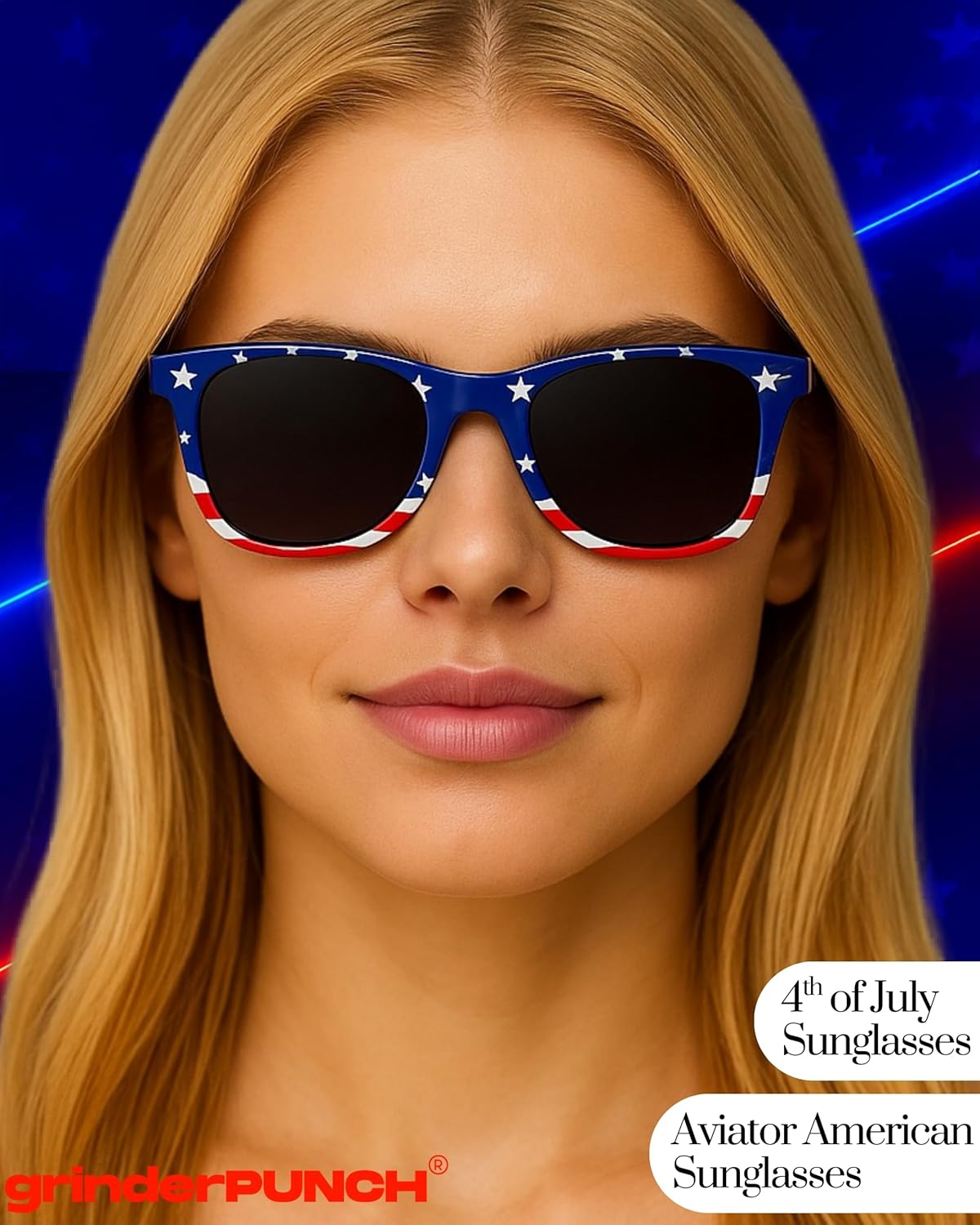 grinderPUNCH 2 Pairs Bulk American Sunglasses USA Flag Classic Patriot