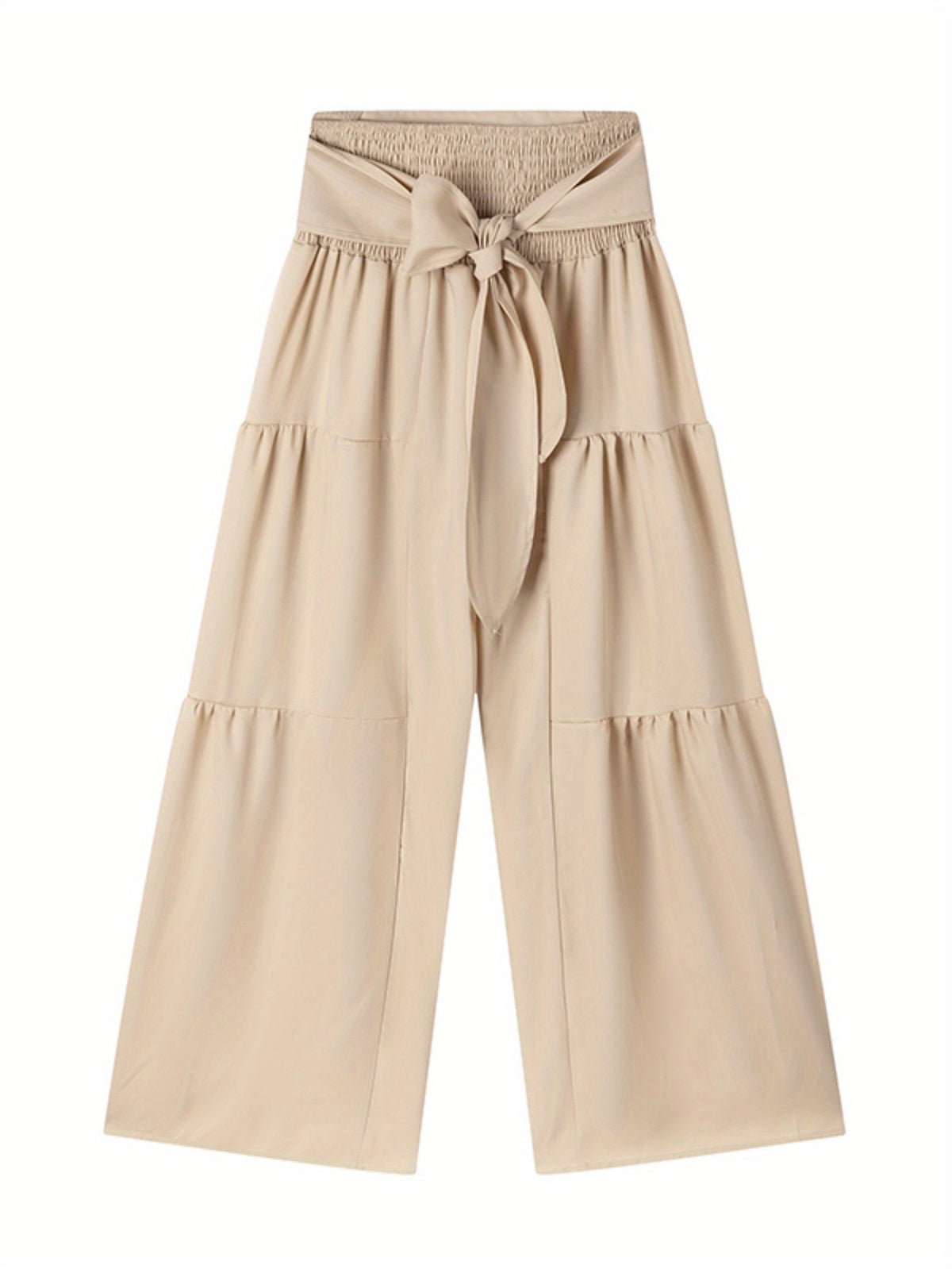 2025 Western New Women'S Wide-Leg Trousers Commuter High-Waist Solid Color Slight Flare Tie-Up Drape Pants Casual Set