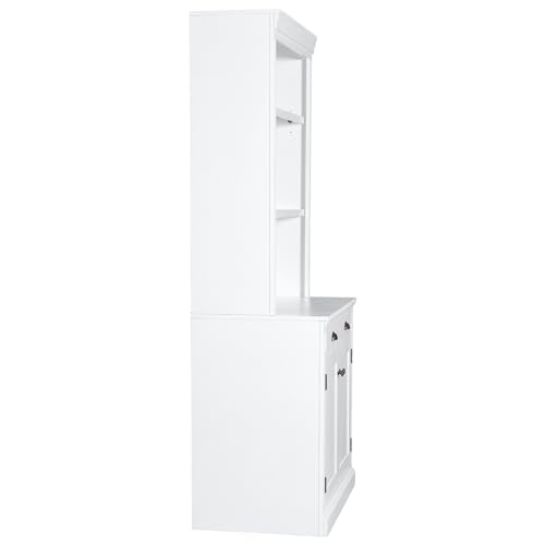 Merax 83.4" Tall Storage Bookshelf Bookcase Suite 2-Piece Set with LED Lighting,3 Drawer and Open Shelves for Home Office,White