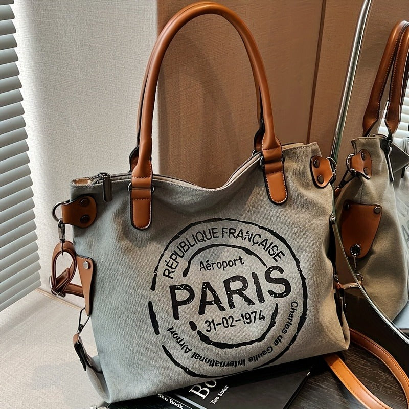 Large Capacity Canvas Tote Bag with Adjustable Strap