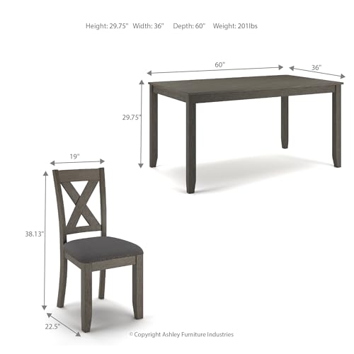 Signature Design by Ashley Skempton Cottage Dining Room Table Set with 6 Upholstered Chairs, Whitewash