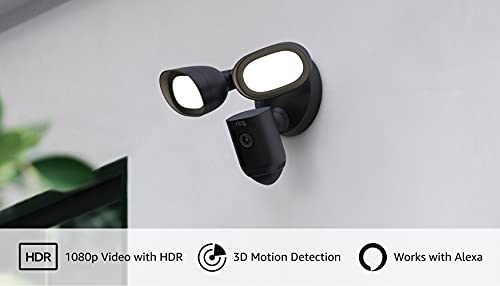 Ring Floodlight Cam Wired Pro with Bird’s Eye View and 3D Motion Detection, White