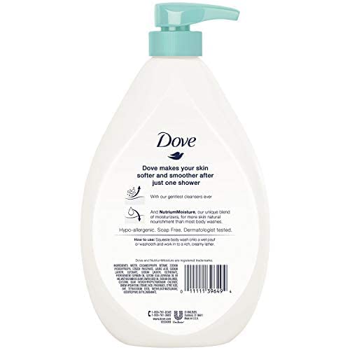 Dove Body Wash with Pump Sensitive Skin For 24hr Lotion-Soft Skin Moisturizing Skin Cleanser Gentle Hypoallergenic Formula with No Sulfates No Parabens 30.6 oz