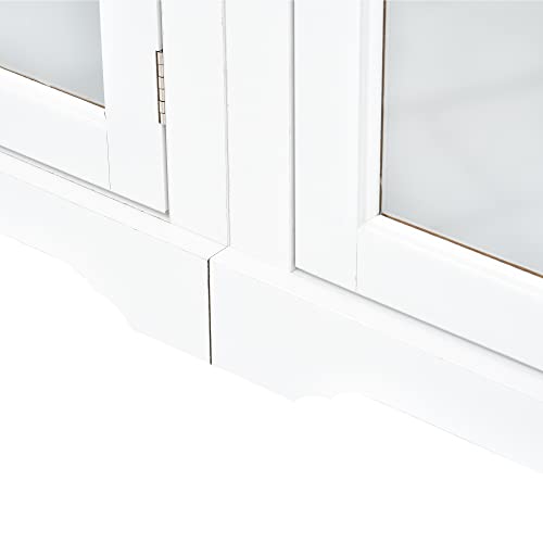 103" Minimalist Entertainment Center Wall Unit Set with Bridge for TVs Up to 75'',Ample Storage Space TV Stand W/Adjustable Shelves,Modernist Large Media Console for Living Room,White