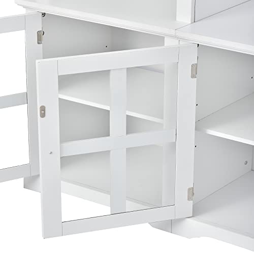 103" Minimalist Entertainment Center Wall Unit Set with Bridge for TVs Up to 75'',Ample Storage Space TV Stand W/Adjustable Shelves,Modernist Large Media Console for Living Room,White