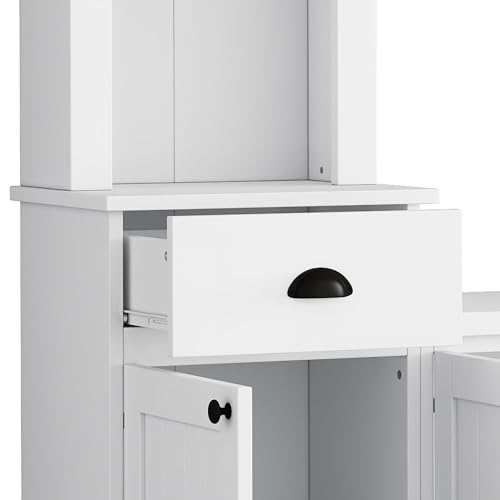 103" Minimalist Entertainment Center Wall Unit Set with Bridge for TVs Up to 75'',Ample Storage Space TV Stand W/Adjustable Shelves,Modernist Large Media Console for Living Room,White