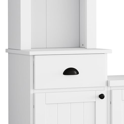 103" Minimalist Entertainment Center Wall Unit Set with Bridge for TVs Up to 75'',Ample Storage Space TV Stand W/Adjustable Shelves,Modernist Large Media Console for Living Room,White