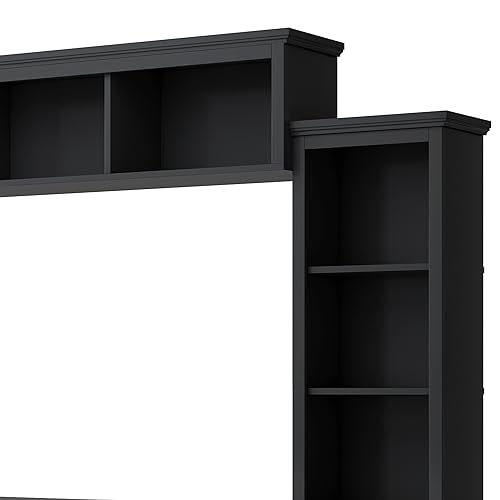 103" Minimalist Entertainment Center Wall Unit Set with Bridge for TVs Up to 75'',Ample Storage Space TV Stand W/Adjustable Shelves,Modernist Large Media Console for Living Room,White