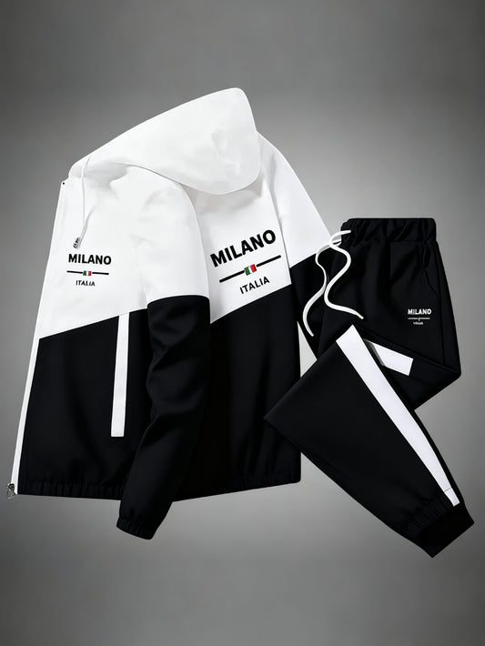 Two-Piece Suit: Men'S Casual Sports Hooded Jacket And Sweatpants Suit, Suitable for All Festivals And Unisex Novelty Pajamas