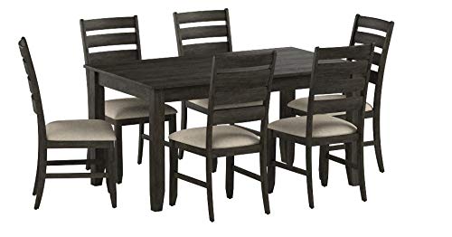 Signature Design by Ashley Skempton Cottage Dining Room Table Set with 6 Upholstered Chairs, Whitewash