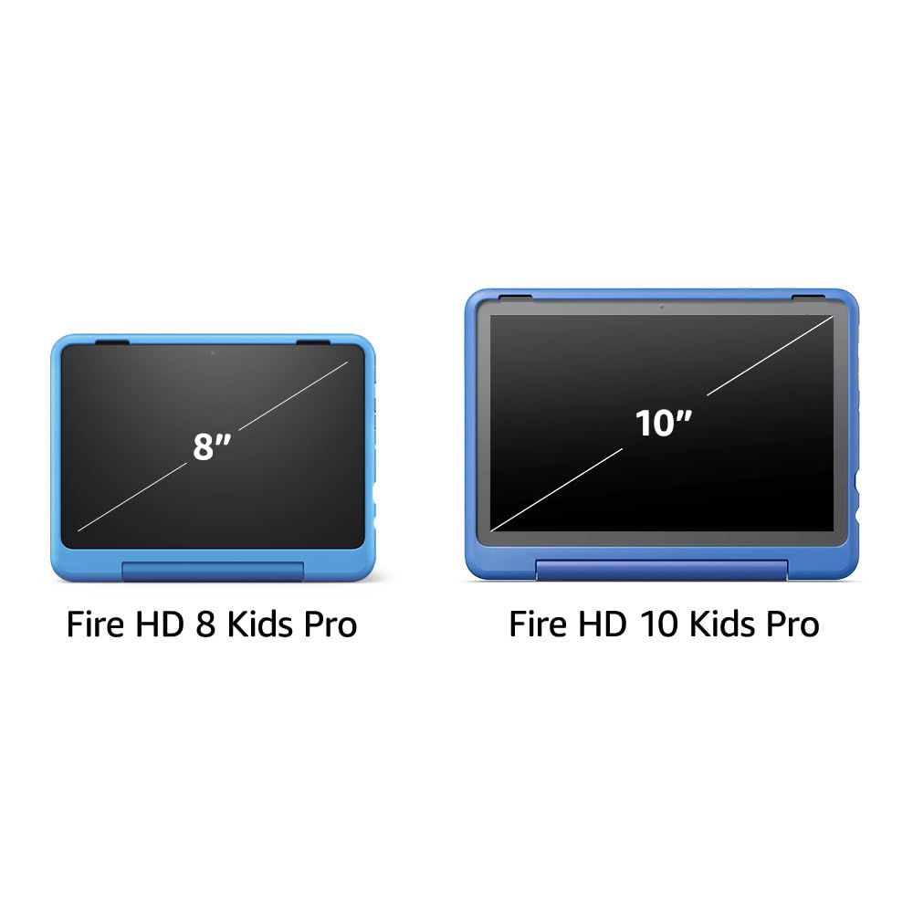 Amazon Fire HD 10 Kids Pro tablet (newest model) ages 6-12. Bright 10.1" HD screen, includes ad-free content, robust parental controls, 13-hr battery and slim case for older kids, 32 GB, Happy Day