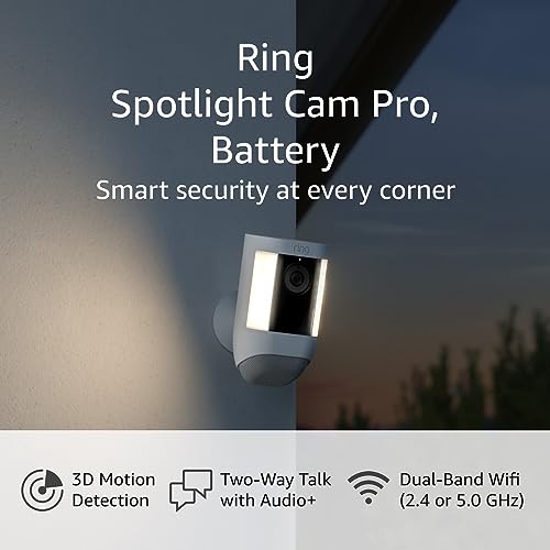 Ring Spotlight Cam Pro, Battery | 3D Motion Detection, Two-Way Talk with Audio+, and Dual-Band Wifi (2022 release) - Black