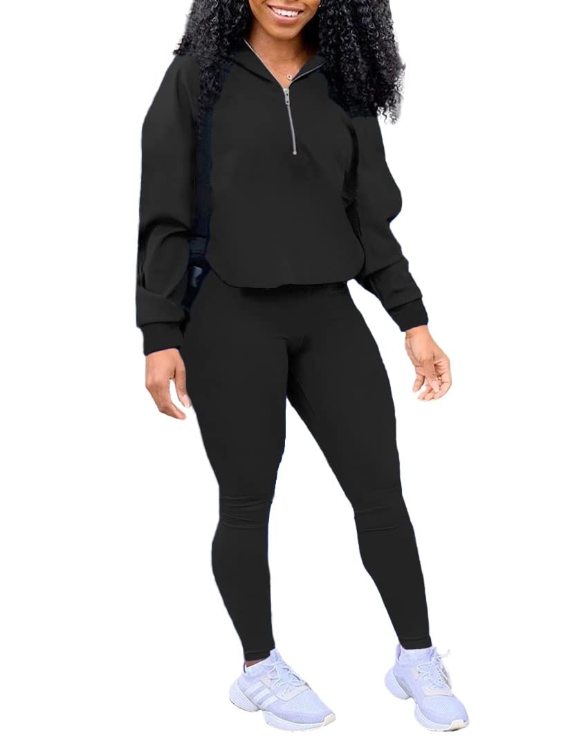EOSIEDUR Women's Two Piece Outfits Zip Top Jacket and Elastic Waistband Pant Women Sweatsuit Tracksuit Sets