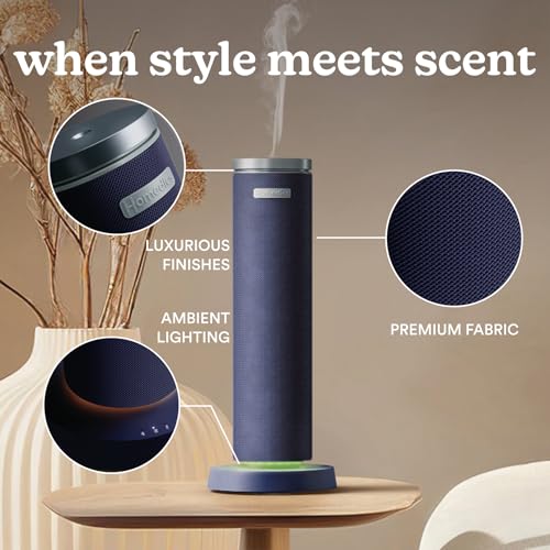 Homedics SereneScent Fabric Rechargeable Waterless Diffuser, Use with Homedics SereneScent Oil 120ml (Sold Separately) Cordless Aromatherapy, Adjustable Mist & Timer, 6 Calming Lights, Black