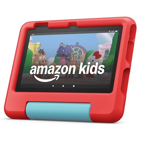 Amazon Fire 7 Kids tablet (newest model) ages 3-7. Top-selling 7" kids tablet on Amazon. Includes ad-free and exclusive content, easy parental controls, 10-hr battery, 16 GB, Blue