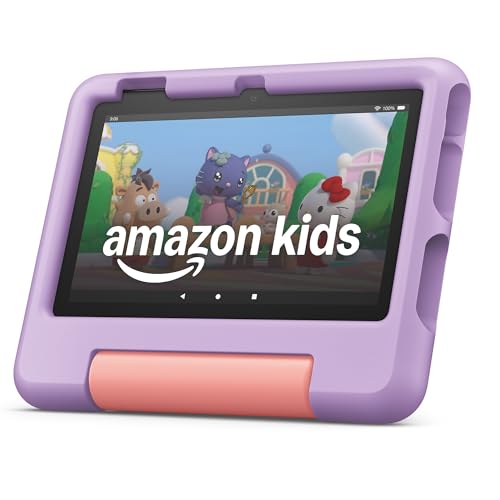 Amazon Fire 7 Kids tablet (newest model) ages 3-7. Top-selling 7" kids tablet on Amazon. Includes ad-free and exclusive content, easy parental controls, 10-hr battery, 16 GB, Blue