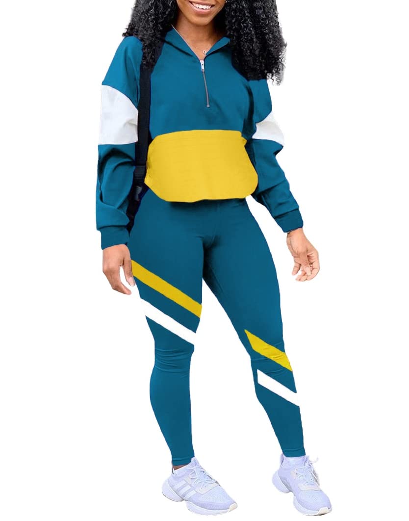EOSIEDUR Women's Two Piece Outfits Zip Top Jacket and Elastic Waistband Pant Women Sweatsuit Tracksuit Sets