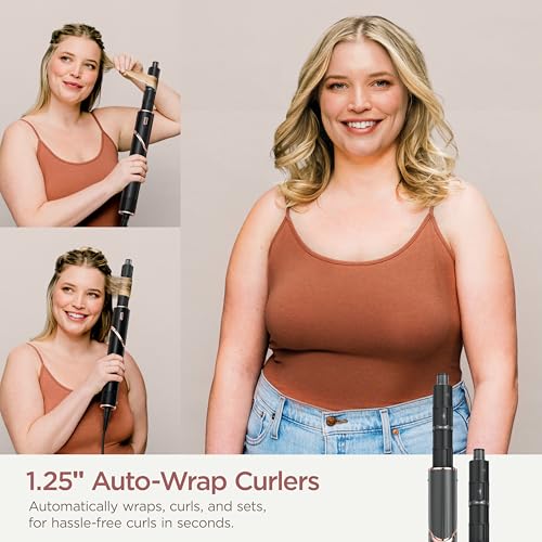 Shark FlexStyle Hair Dryer & Powerful Styling System with 6-Piece Hair Styling Tools, Paddle Brush, Curl-Defining Hair Diffuser, Auto-Wrap Curlers, Styling Concentrator, Oval Brush &, Black, HD440BK