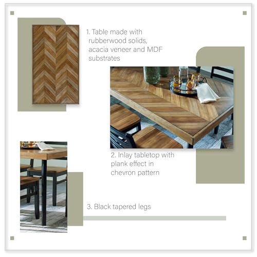 Signature Design by Ashley Skempton Cottage Dining Room Table Set with 6 Upholstered Chairs, Whitewash