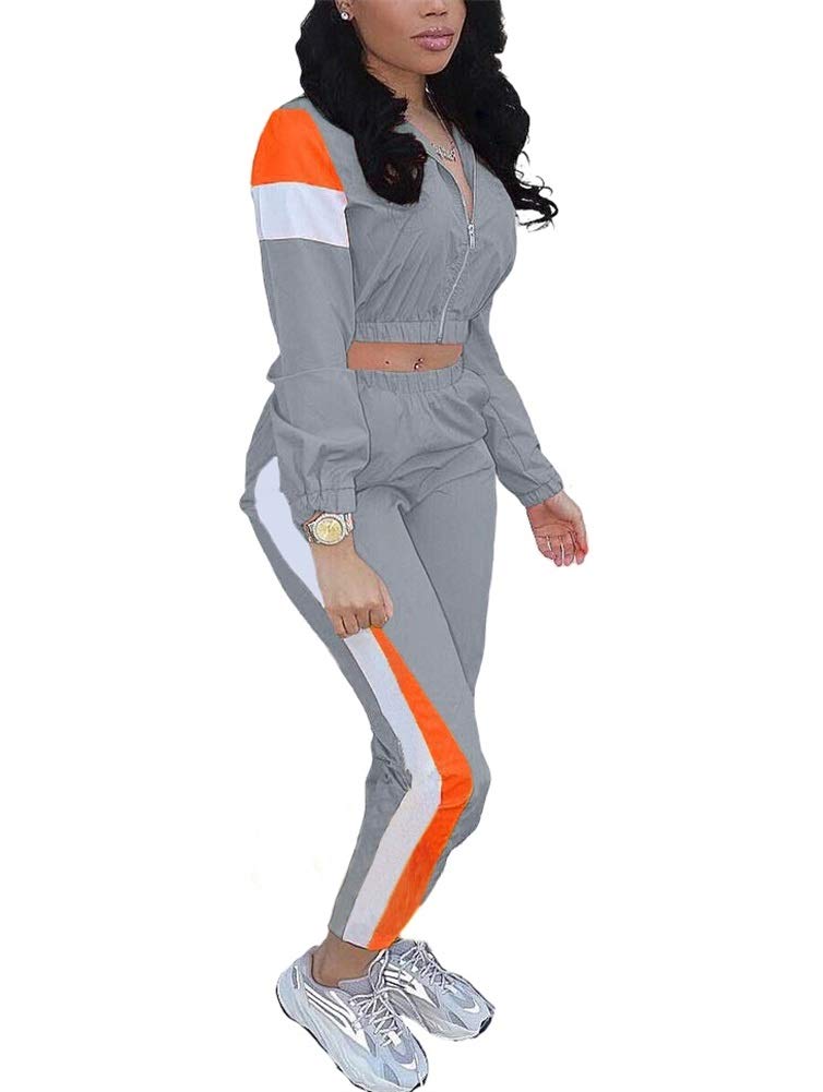 EOSIEDUR Women's Two Piece Outfits Zip Top Jacket and Elastic Waistband Pant Women Sweatsuit Tracksuit Sets