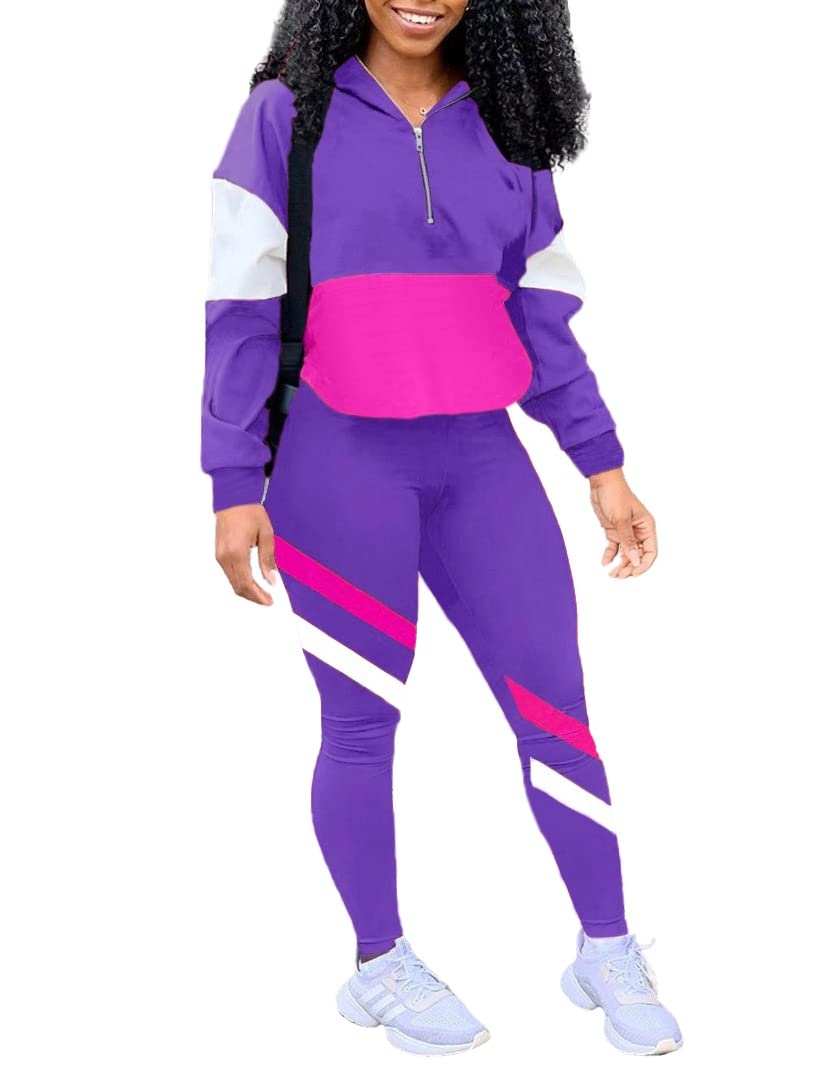 EOSIEDUR Women's Two Piece Outfits Zip Top Jacket and Elastic Waistband Pant Women Sweatsuit Tracksuit Sets