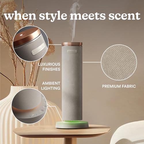 Homedics SereneScent Fabric Rechargeable Waterless Diffuser, Use with Homedics SereneScent Oil 120ml (Sold Separately) Cordless Aromatherapy, Adjustable Mist & Timer, 6 Calming Lights, Black