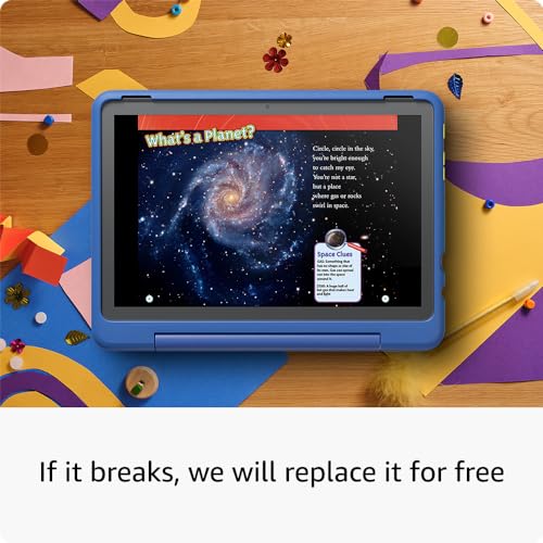 Amazon Fire HD 10 Kids Pro tablet (newest model) ages 6-12. Bright 10.1" HD screen, includes ad-free content, robust parental controls, 13-hr battery and slim case for older kids, 32 GB, Happy Day