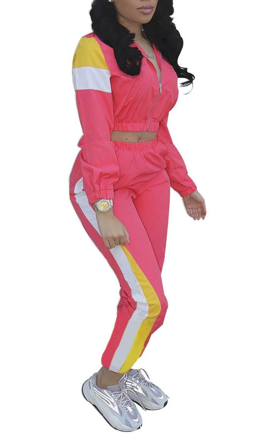 EOSIEDUR Women's Two Piece Outfits Zip Top Jacket and Elastic Waistband Pant Women Sweatsuit Tracksuit Sets