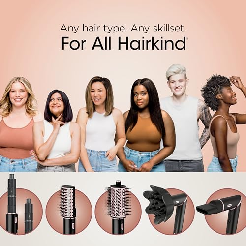 Shark FlexStyle Hair Dryer & Powerful Styling System with 6-Piece Hair Styling Tools, Paddle Brush, Curl-Defining Hair Diffuser, Auto-Wrap Curlers, Styling Concentrator, Oval Brush &, Black, HD440BK