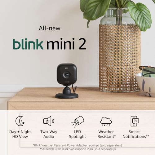 Blink Mini 2 (Newest Model) — Home Security & Pet Camera(s) with HD video, color night view, motion detection, two-way audio, and built-in spotlight — 1 camera (White)