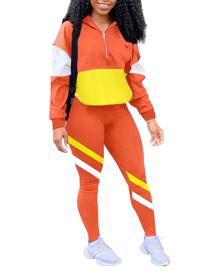 EOSIEDUR Women's Two Piece Outfits Zip Top Jacket and Elastic Waistband Pant Women Sweatsuit Tracksuit Sets