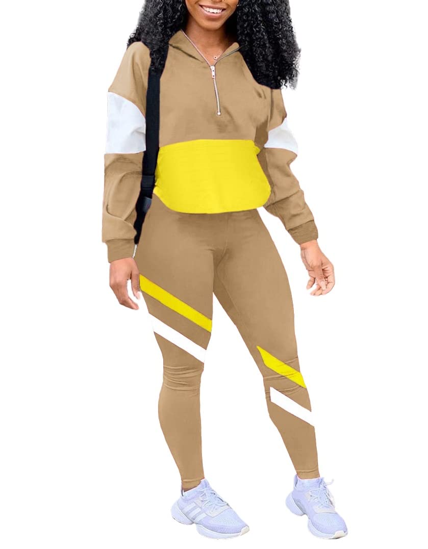EOSIEDUR Women's Two Piece Outfits Zip Top Jacket and Elastic Waistband Pant Women Sweatsuit Tracksuit Sets