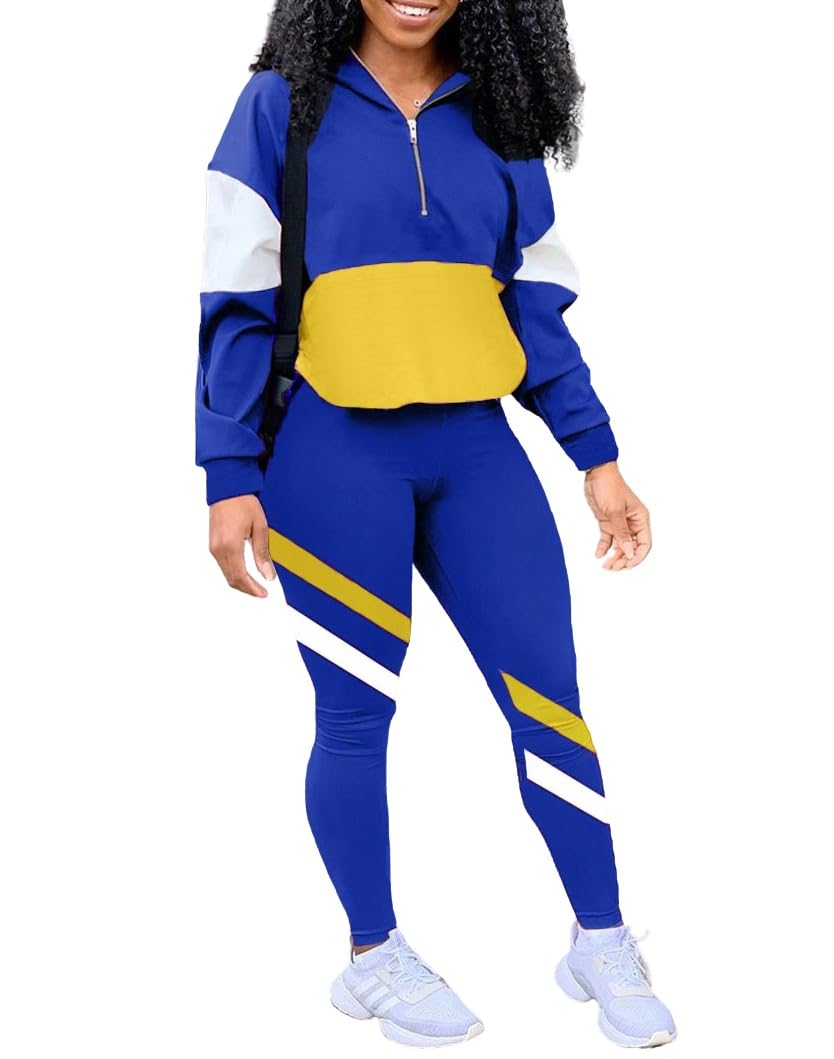 EOSIEDUR Women's Two Piece Outfits Zip Top Jacket and Elastic Waistband Pant Women Sweatsuit Tracksuit Sets