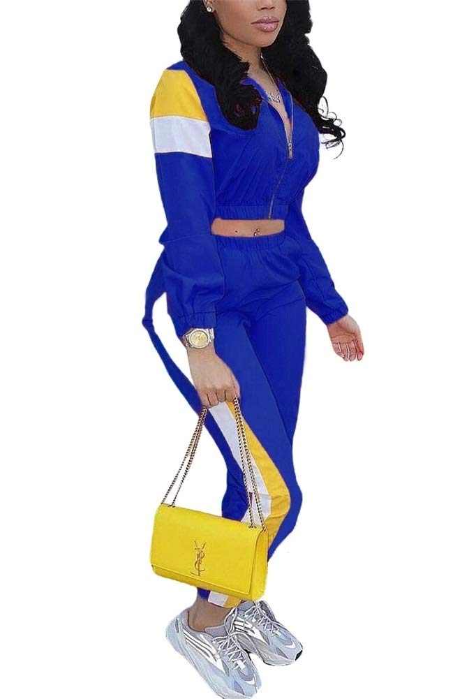 EOSIEDUR Women's Two Piece Outfits Zip Top Jacket and Elastic Waistband Pant Women Sweatsuit Tracksuit Sets