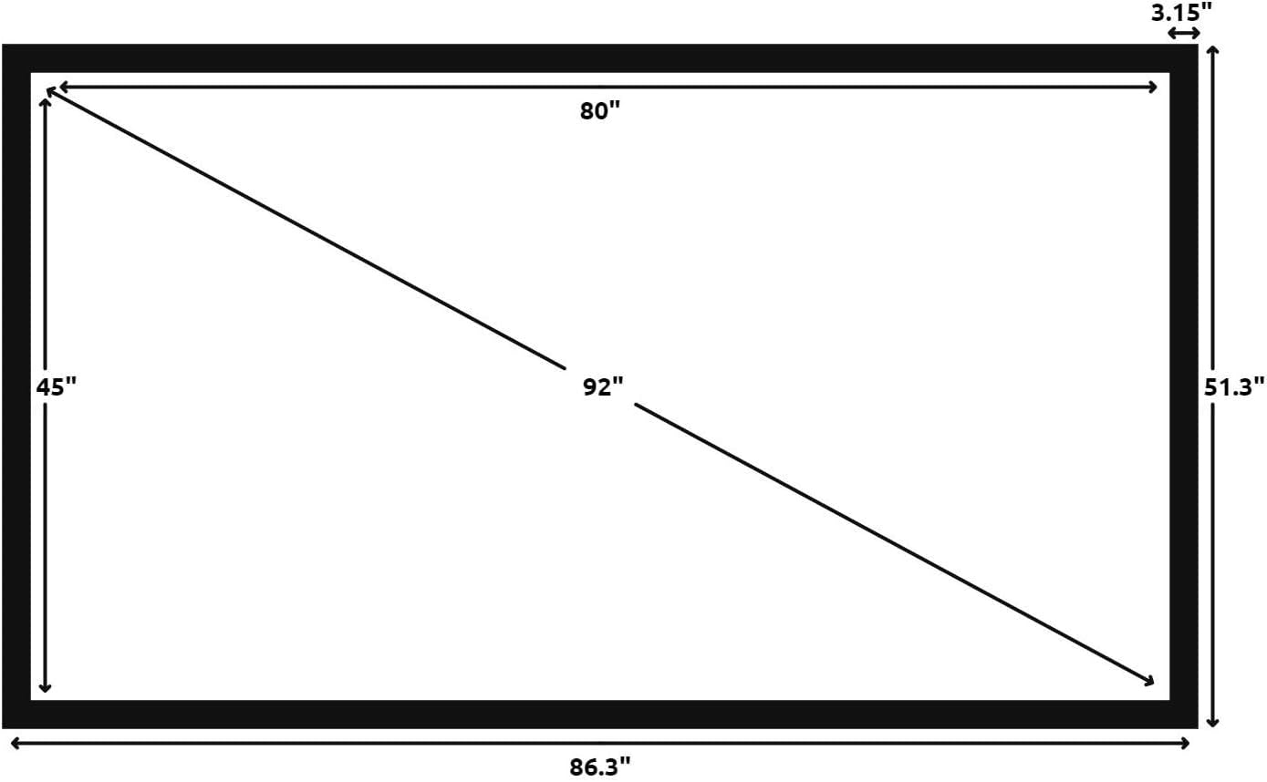 Silver Ticket Products STR Series 6 Piece White 1.1 Gain 120" Diagonal 16:9 Format Projection Screen, Aluminum Frame, Wall Mounted, 109.25x63.625 inches STR-169120