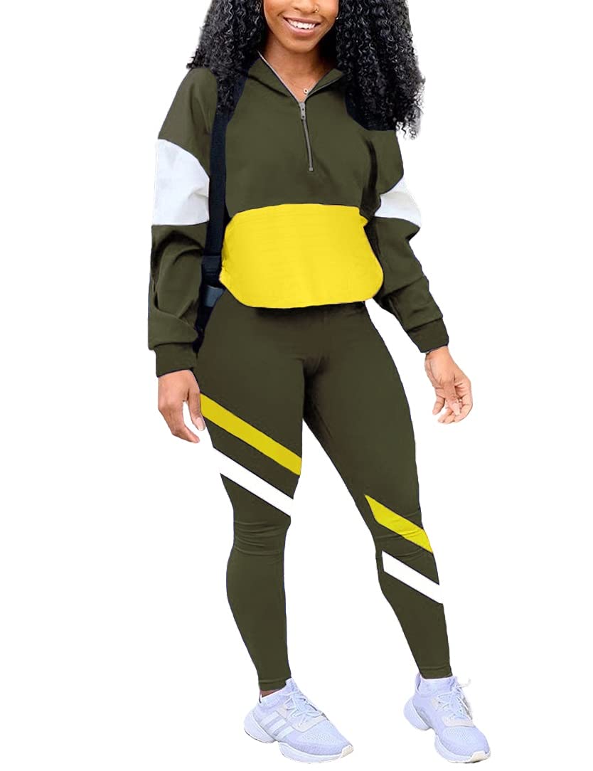 EOSIEDUR Women's Two Piece Outfits Zip Top Jacket and Elastic Waistband Pant Women Sweatsuit Tracksuit Sets