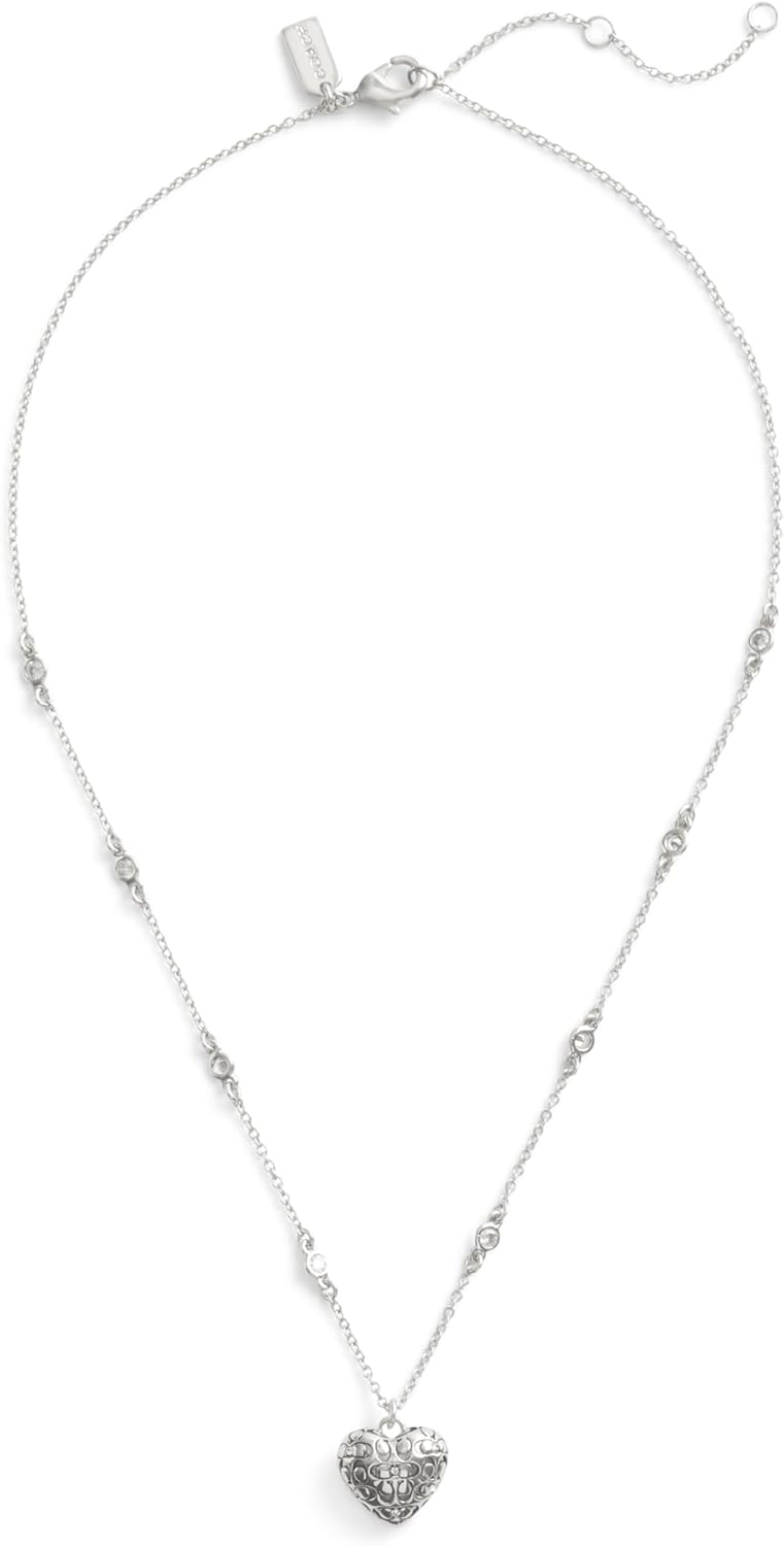 COACH Women's Signature Quilted Heart Pendant Necklace
