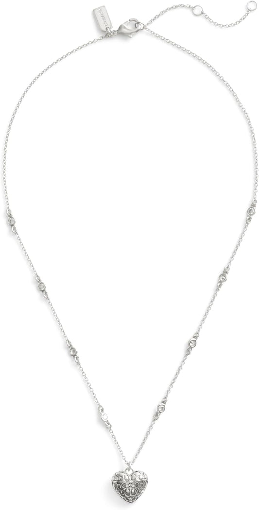 COACH Women's Signature Quilted Heart Pendant Necklace