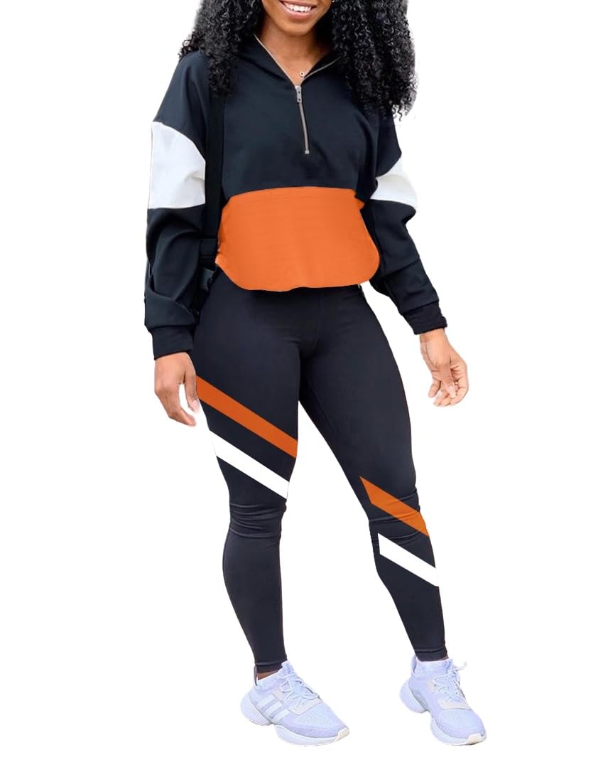 EOSIEDUR Women's Two Piece Outfits Zip Top Jacket and Elastic Waistband Pant Women Sweatsuit Tracksuit Sets