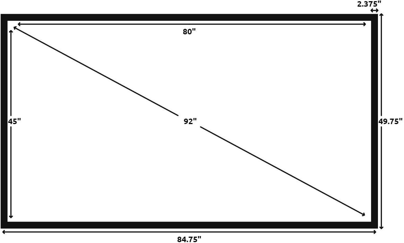 Silver Ticket Products STR Series 6 Piece White 1.1 Gain 120" Diagonal 16:9 Format Projection Screen, Aluminum Frame, Wall Mounted, 109.25x63.625 inches STR-169120