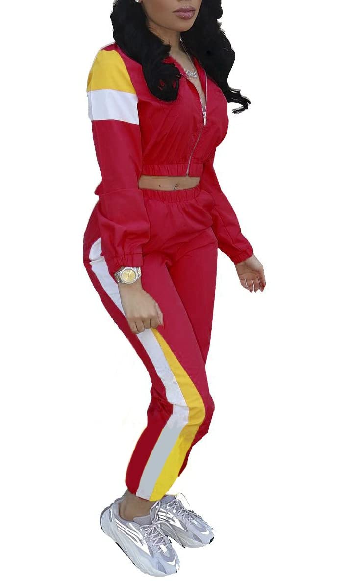 EOSIEDUR Women's Two Piece Outfits Zip Top Jacket and Elastic Waistband Pant Women Sweatsuit Tracksuit Sets