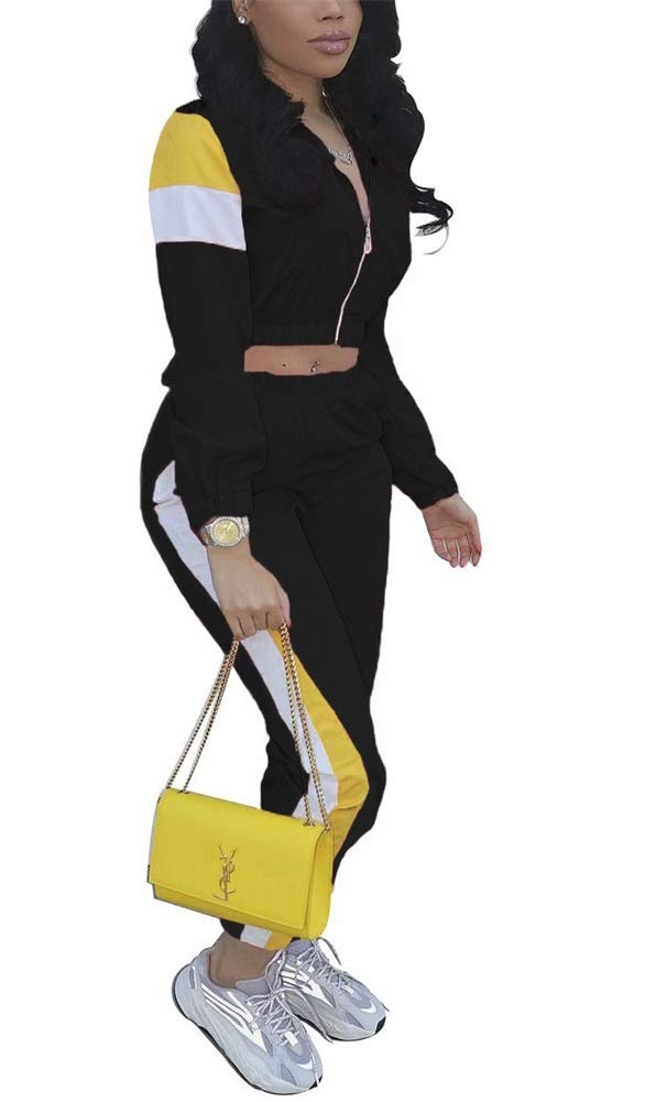 EOSIEDUR Women's Two Piece Outfits Zip Top Jacket and Elastic Waistband Pant Women Sweatsuit Tracksuit Sets