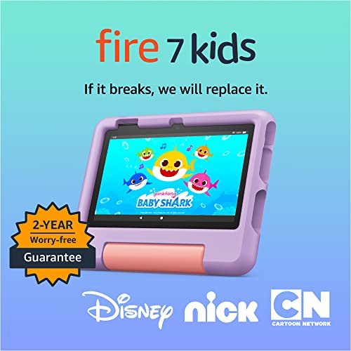 Amazon Fire 7 Kids tablet (newest model) ages 3-7. Top-selling 7" kids tablet on Amazon. Includes ad-free and exclusive content, easy parental controls, 10-hr battery, 16 GB, Blue